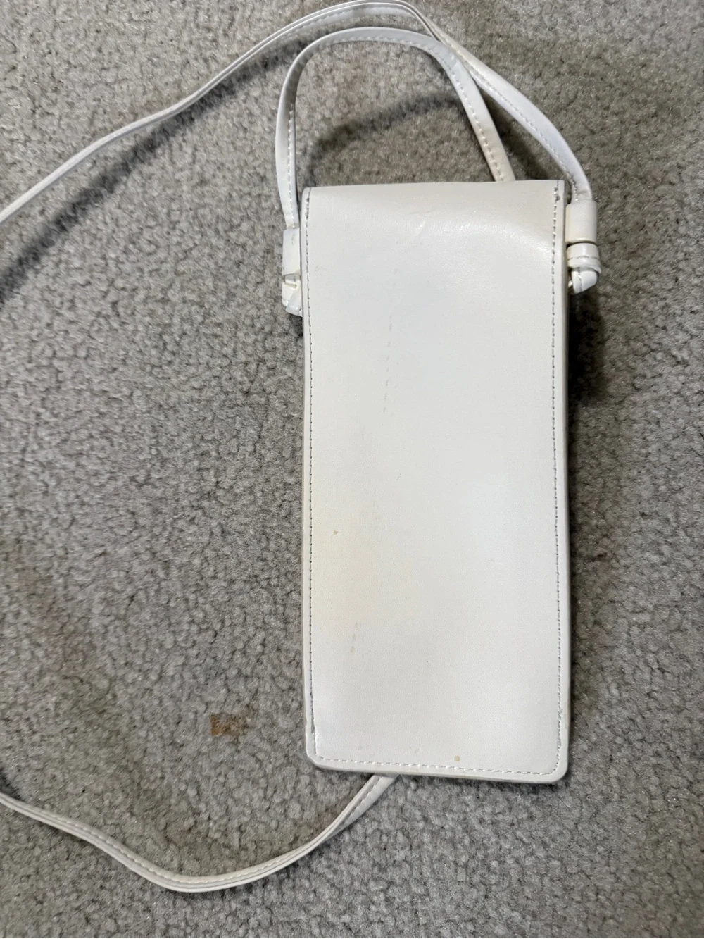 Celine White Leather Vertical Phone Pouch with Strap